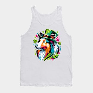 Shetland Sheepdog Embraces Saint Patrick's Day Spirit Tank Top